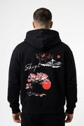 Zippered Japanese blossom hoodie